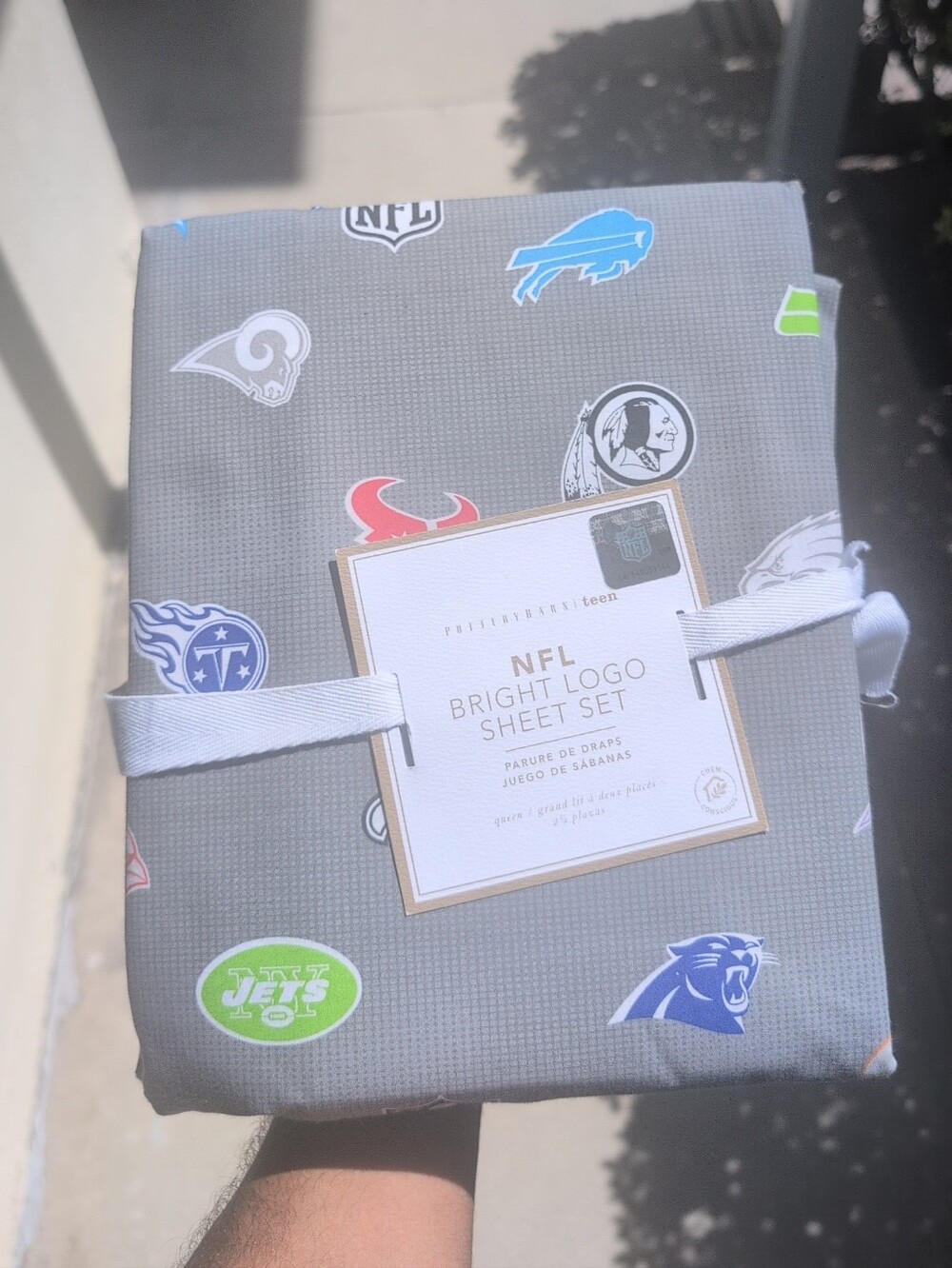 Pottery Barn Teen NFL Bright Logo Sheet Set - Gray- Queen